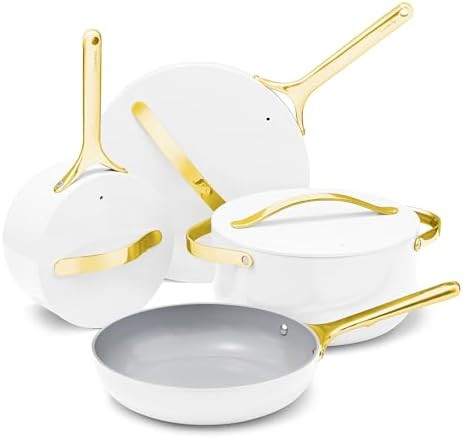 Caraway Nonstick Ceramic Cookware Set (12 Piece) Pots, Pans, Lids and Kitchen Storage - Non Toxic... | Amazon (US)