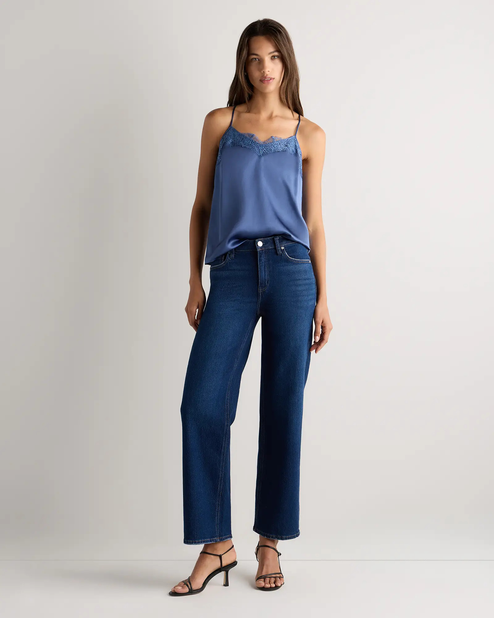 100% Washable Silk Lace Cami in Moonstone Blue | Quince