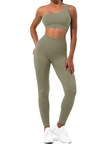 Sportneer Workout Sets for Women 2 Piece, Ribbed Seamless Sports Bra Matching Gym Yoga Outfits | Amazon (US)