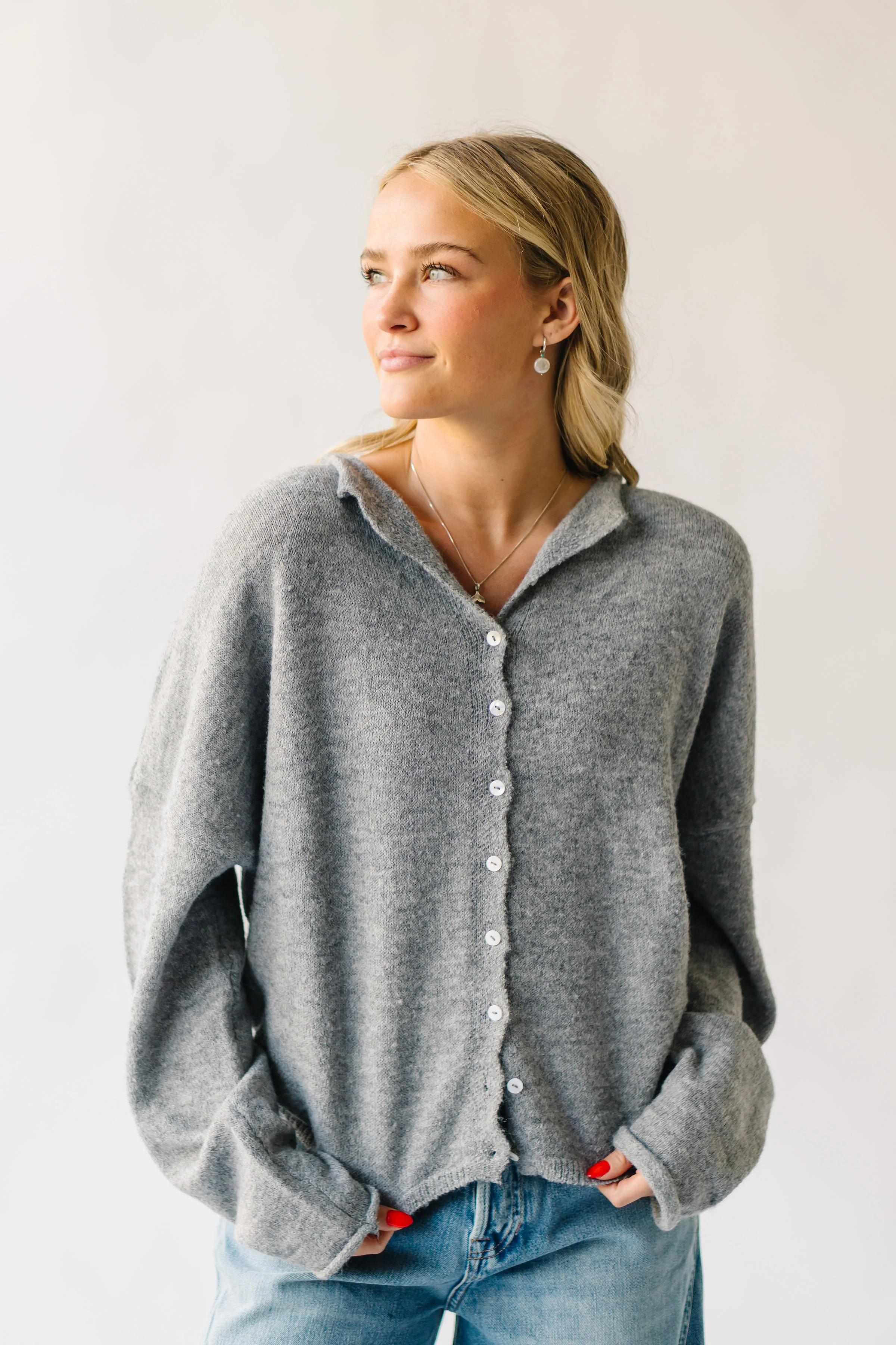 The Riggs Button-Down Sweater in Heather Grey Small | Piper & Scoot