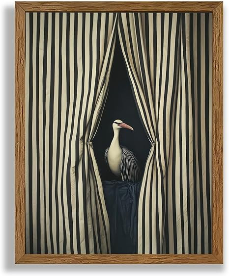 AVECCO Framed Funny Black and White Elegant Bird Wall Art, Unique Modern Home Wall Decor, Eclecti... | Amazon (US)