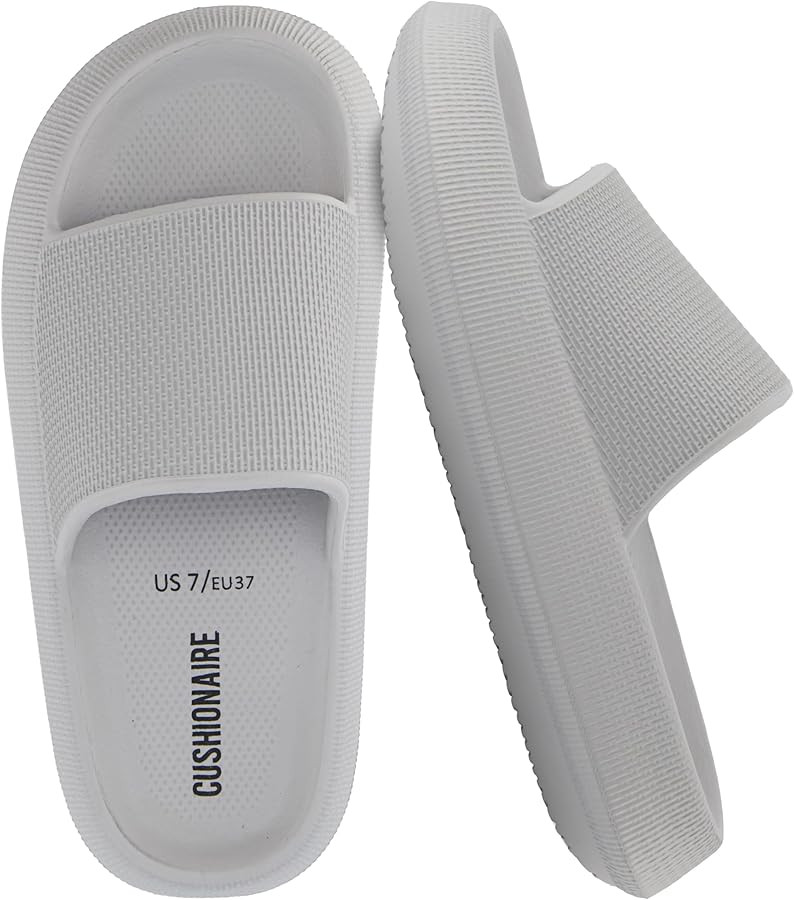 CUSHIONAIRE Feather EVA Slides for Women \u2013 Comfortable Slip On Womens Slippers, Indoor Outdo... | Amazon (US)