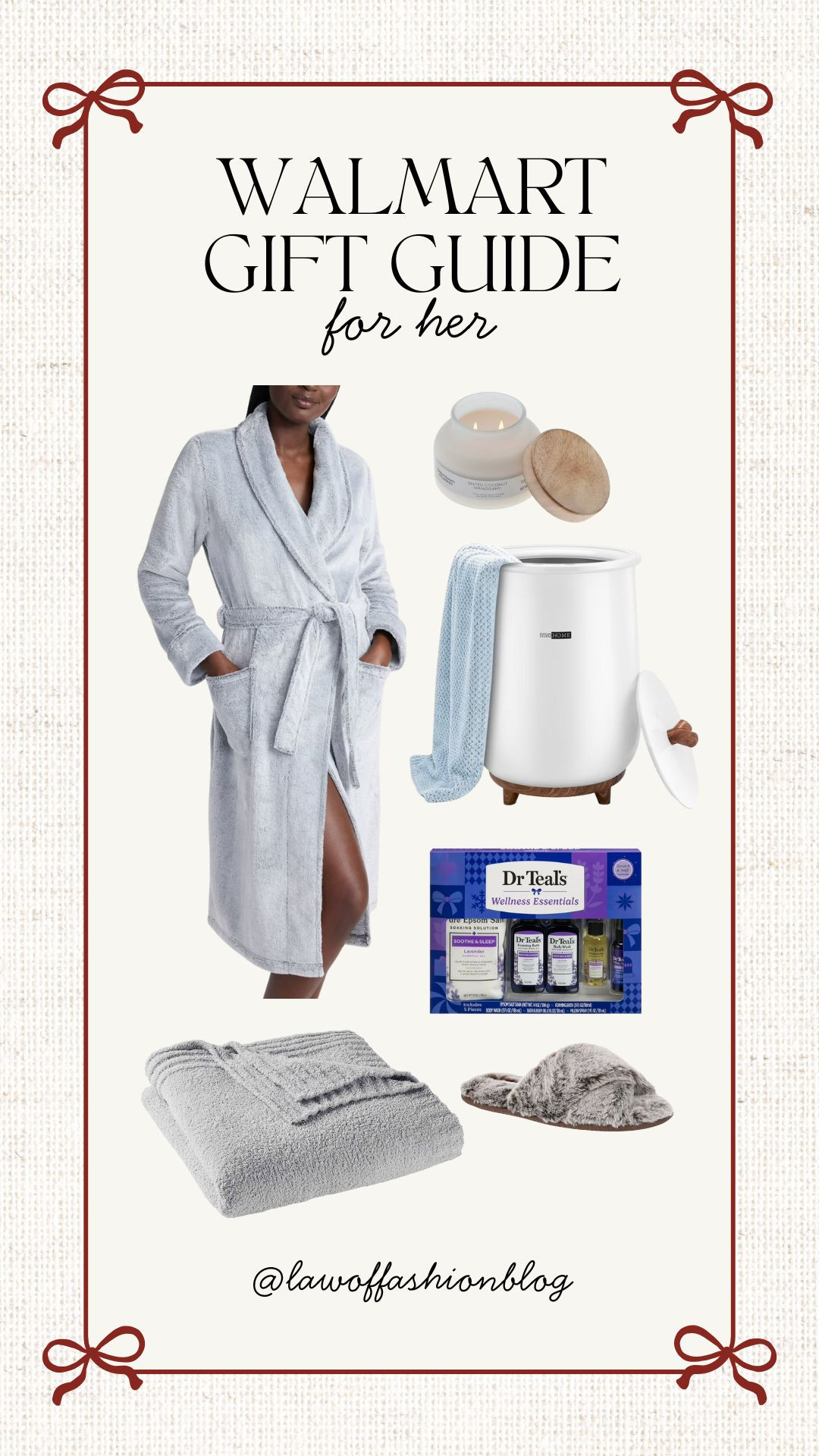 Walmart gift guide for her 🎁 relaxing gifts, spa day, bath robe, towel warmer, candle, bath soak, blanket, comfortable, homebody gifts, slippers, Christmas gifting, holiday Walmart gift ideas. 

 #LTKGiftGuide #LTKHoliday #LTKFindsUnder50