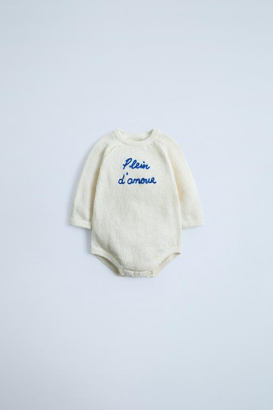 EMBROIDERED TEXT KNIT BODYSUIT | Zara US