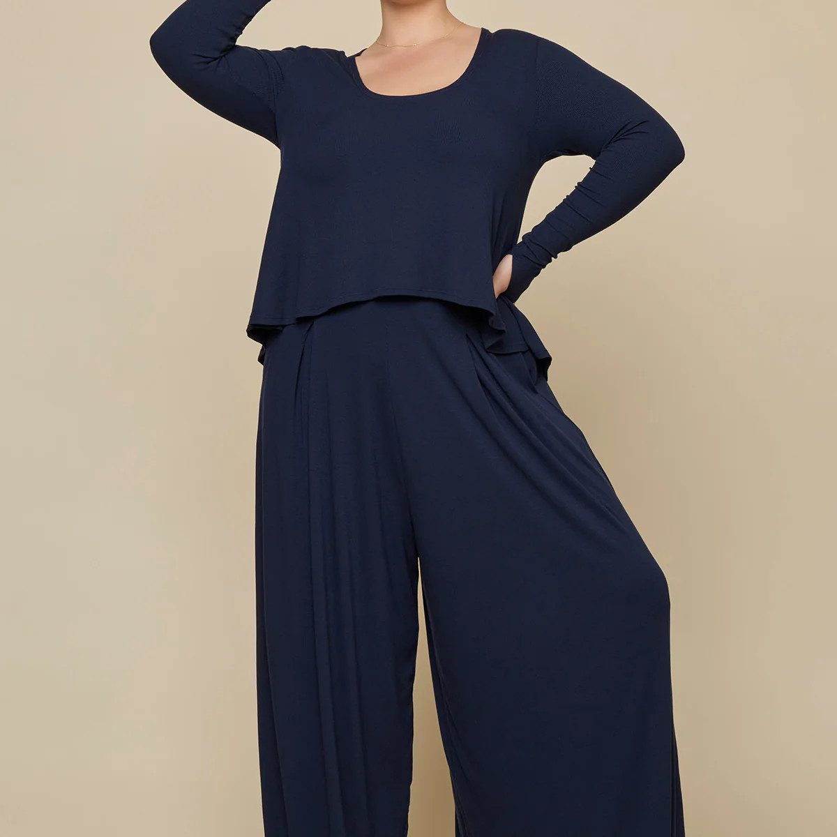 Go with the Flow Wide Leg Pant - Cosmic Navy | POPFLEX