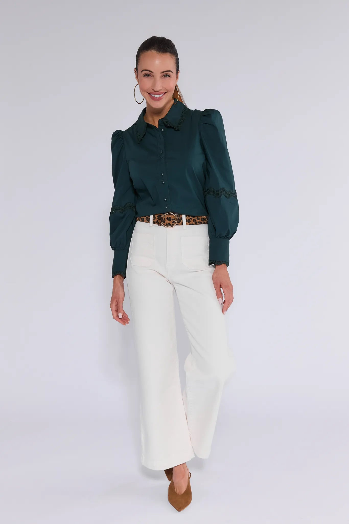 Ellis Green Button Up Top | Avara
