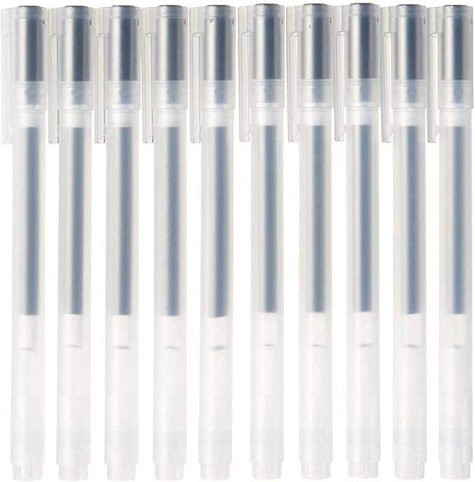 MUJI Gel Ink Ballpoint Pen Cap Type 10-Pieces Set, 0.38 mm Nib Size, Black | Amazon (US)