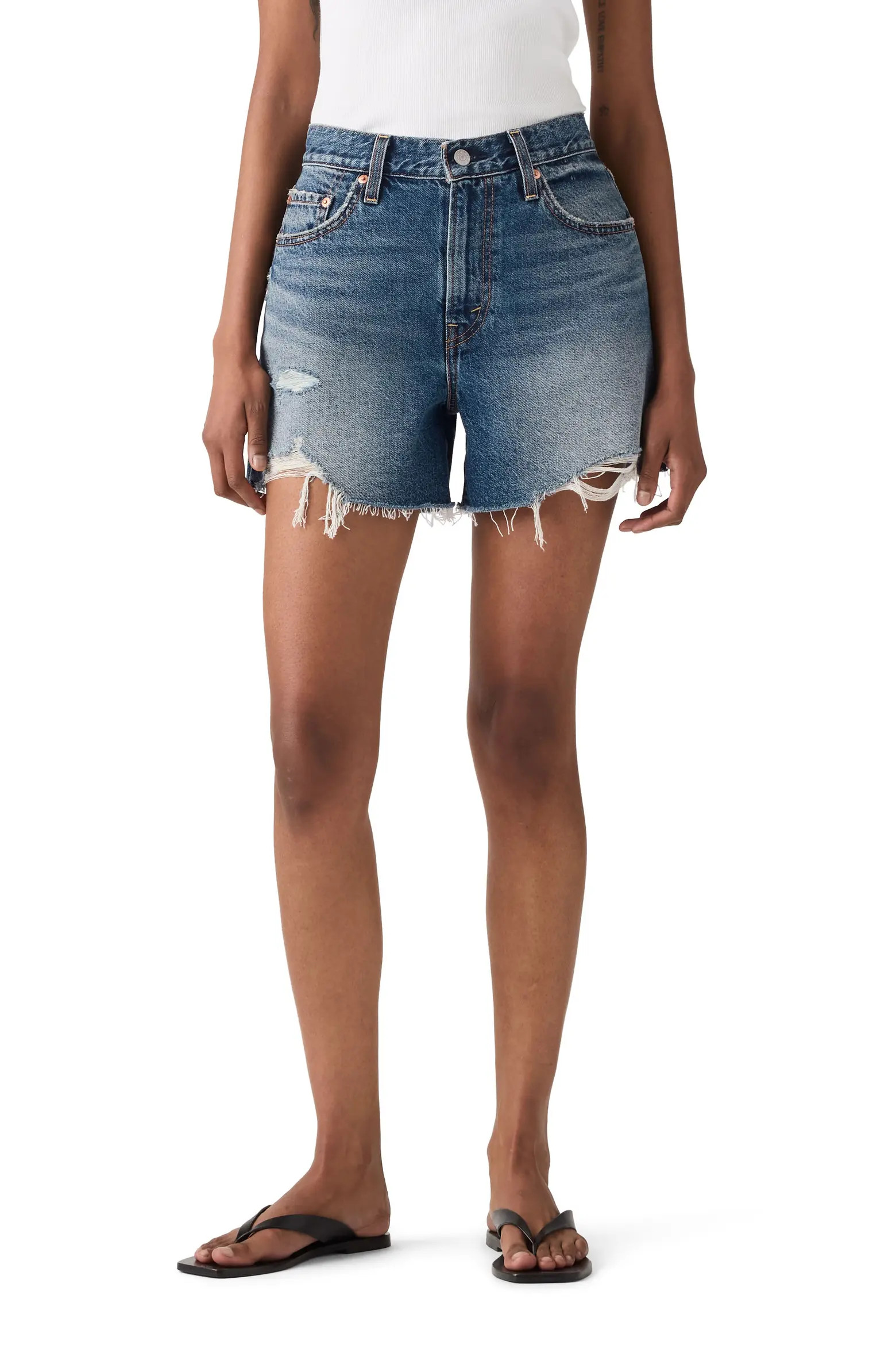 Ribcage High Waist A-Line Cutoff Denim Shorts (Women) | Nordstrom | Nordstrom
