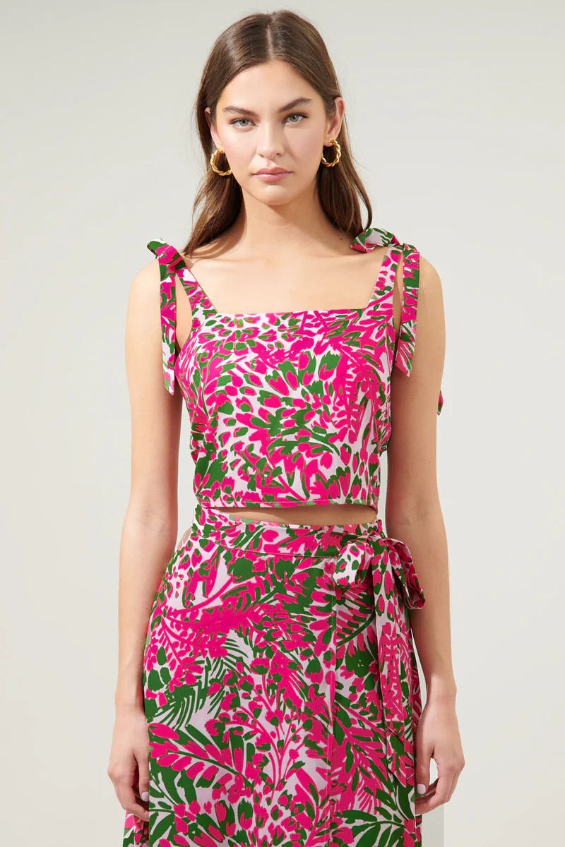 Cienega Floral Strokes Tie Strap Top | Sugarlips