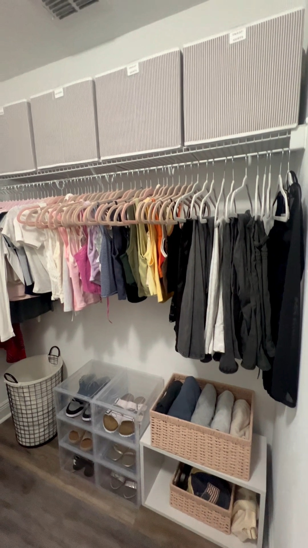 Teen closet organized with simple, functional systems. Linked a few organizing pieces that work well for this type of space.

#LTKHome