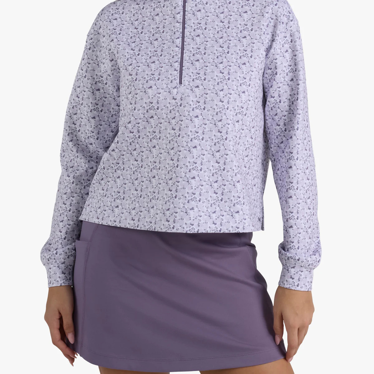 At Ease Quarterzip - Garden Gala - Lavender Blue | Bad Birdie Golf