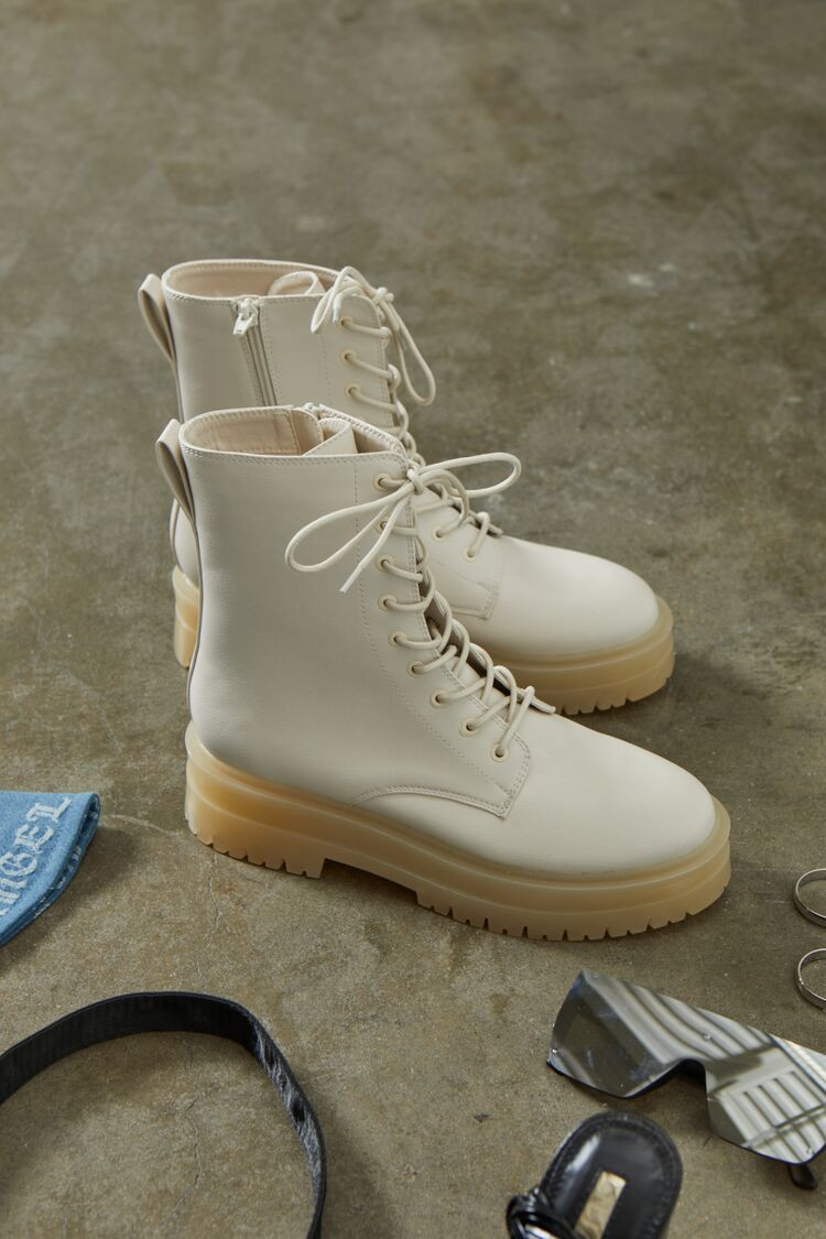 Lace-Up Faux Leather Booties | Forever 21 (US)