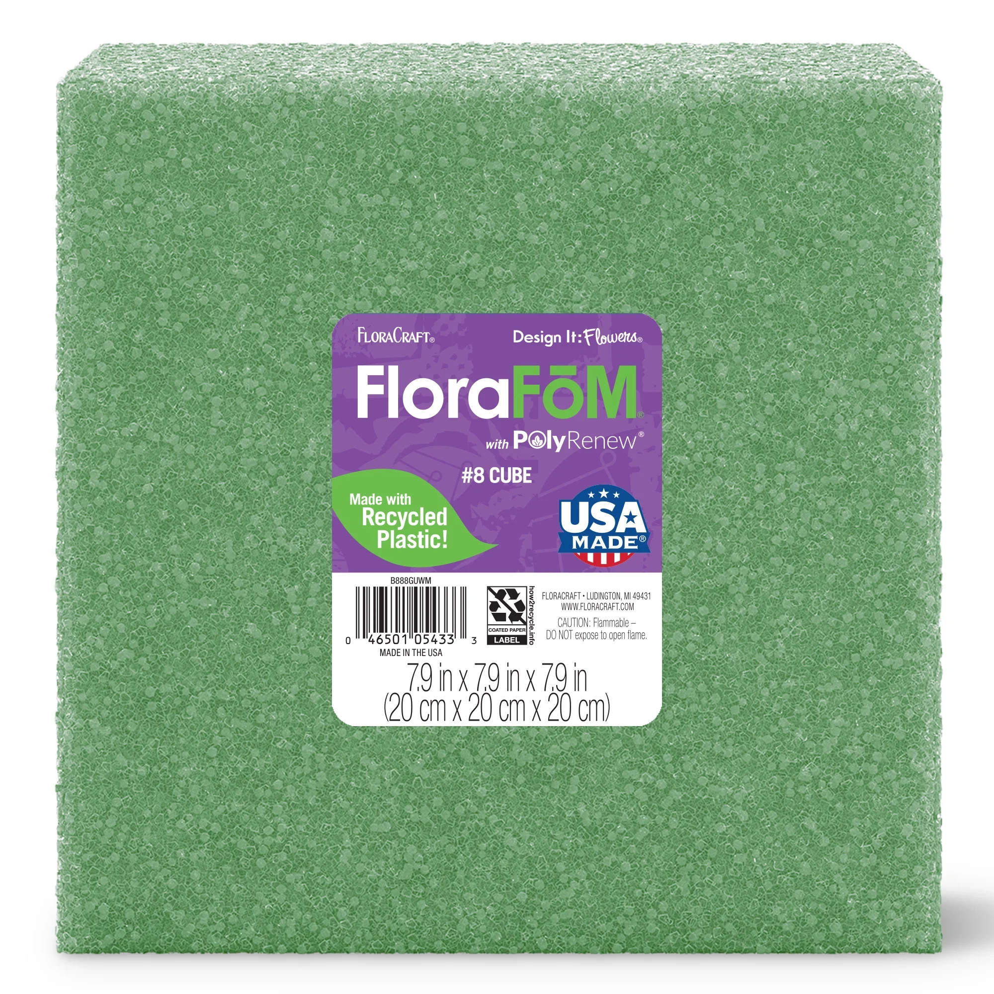 FloraCraft FloraFōM Floral Arranging Cube 7.9 inch x 7.9 inch x 7.9 inch Green | Walmart (US)