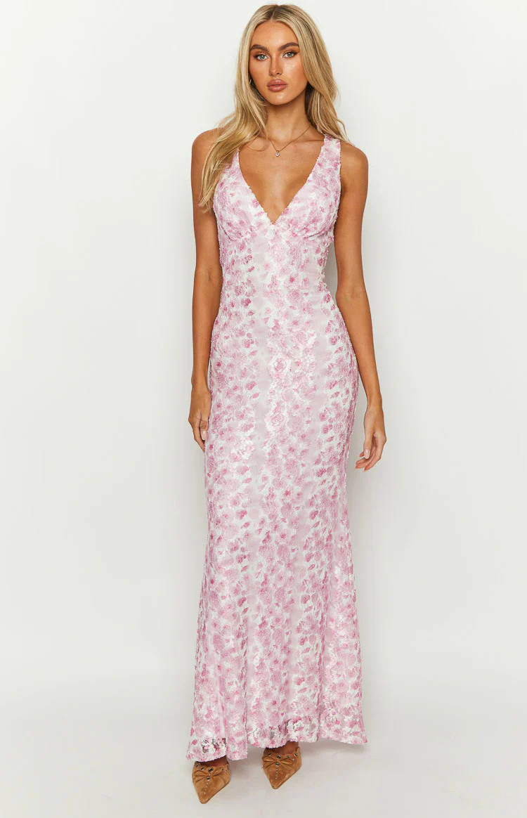 Farida Pink Lace Maxi Dress | Beginning Boutique (US)
