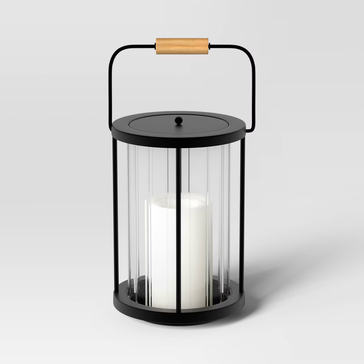 Black Metal and Glass Battery LED Outdoor Lantern Clear/Black - Threshold™ | Target