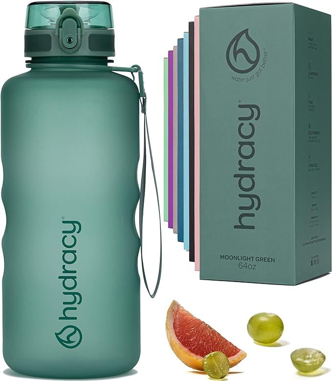 Hydracy Water Bottle with Time Marker -Large Half Gallon 64oz BPA Free Bottle & No Sweat Sleeve -... | Amazon (US)