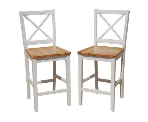 TMS 24 inch Virginia Cross Back Stools (Set of 2), White/natural | Amazon (US)