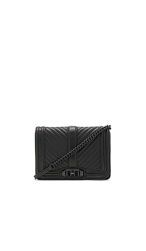 Rebecca Minkoff Chevron Quilted Small Love Crossbody Bag in Black. | Revolve Clothing (Global)