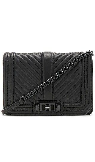 Chevron Quilted Small Love Crossbody Bag in Black | Revolve Clothing (Global)