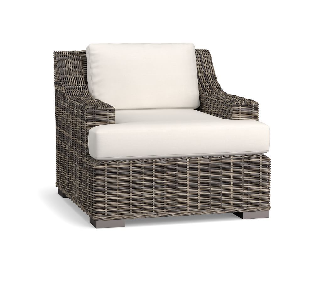 Huntington All-Weather Wicker Slope Arm Lounge Chair | Pottery Barn (US)