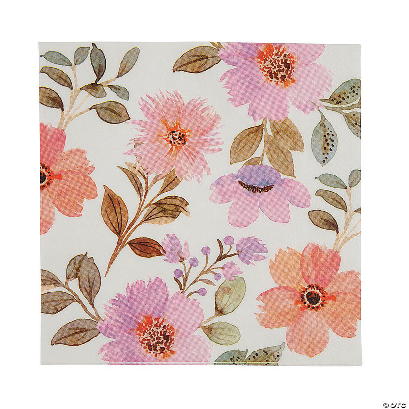 6 1/2" Floral Disposable Paper Luncheon Napkins - 16 Ct. | Oriental Trading Company