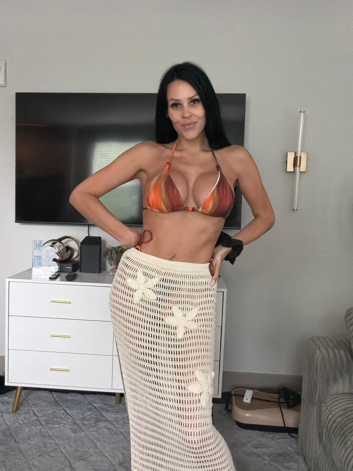 Embrace vacation vibes with this warm-toned bikini and chic cream crochet maxi skirt. The ultimate textured look for a golden hour beach stroll! Click the link in my bio to shop this look! #BeachStyle #SummerOutfits #VacationVibes 

 #LTKdayinmylife #LTKgrwm #LTKootd