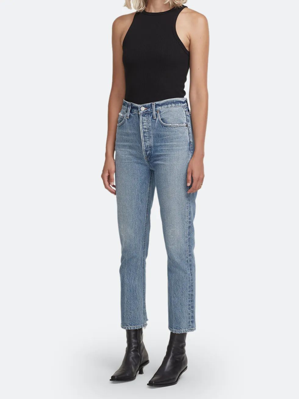 Riley High Rise Cropped Straight Fit Jeans | Verishop