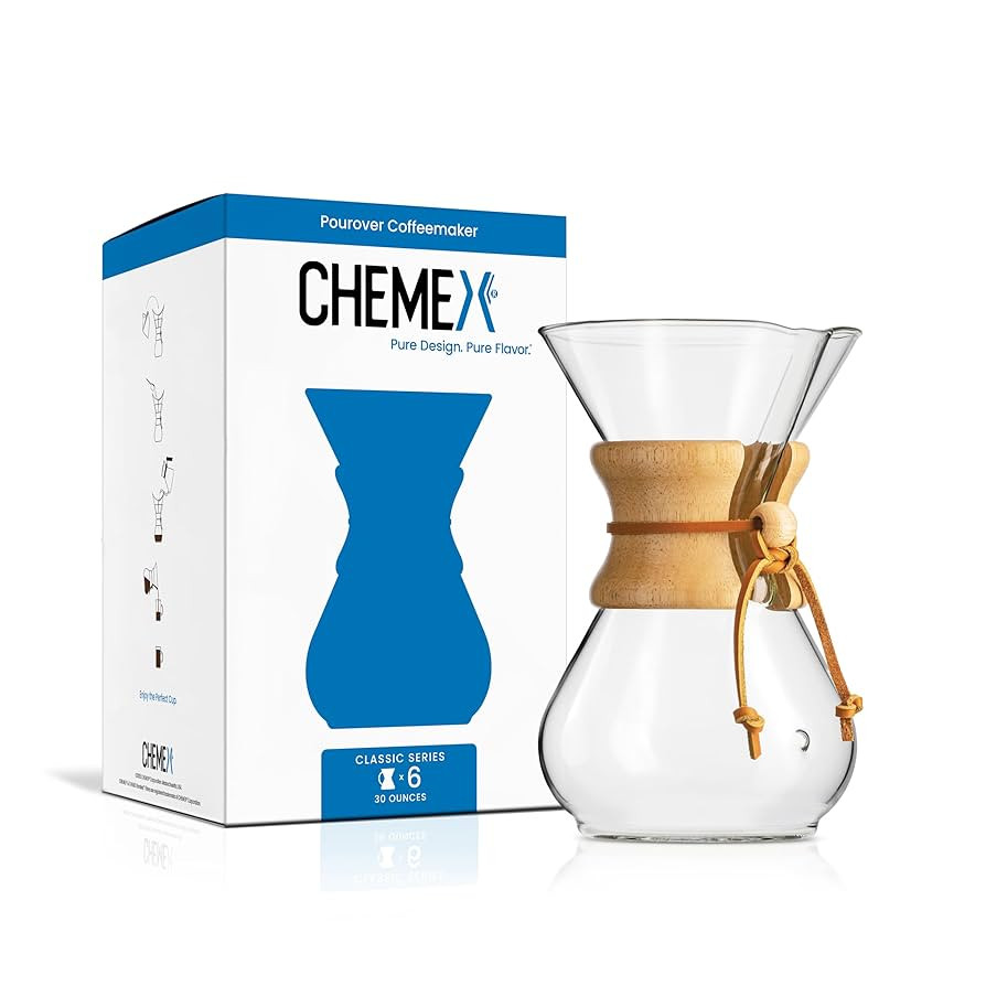 Chemex Pour-Over Glass Coffeemaker - Classic Series - 6-Cup - Exclusive Packaging | Amazon (US)