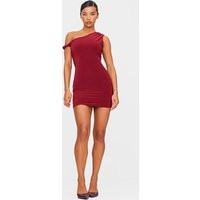 Burgundy Double Layer Slinky Twist Bodycon Dress | PrettyLittleThing US