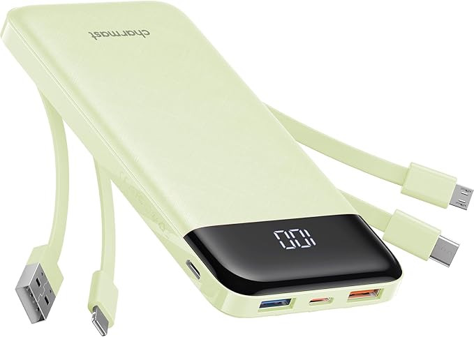 Charmast Portable Charger with Built in Cables, Power Bank with Cords Wires, Slim 10000mAh Travel... | Amazon (US)