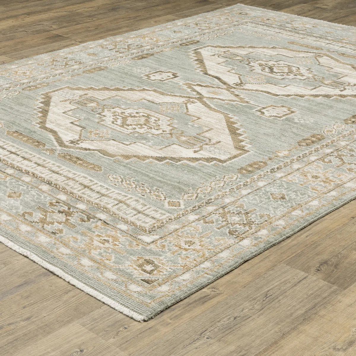 Lainey Bohemian Tribal Medallions Pale Blue/Ivory Area Rug | Wayfair North America