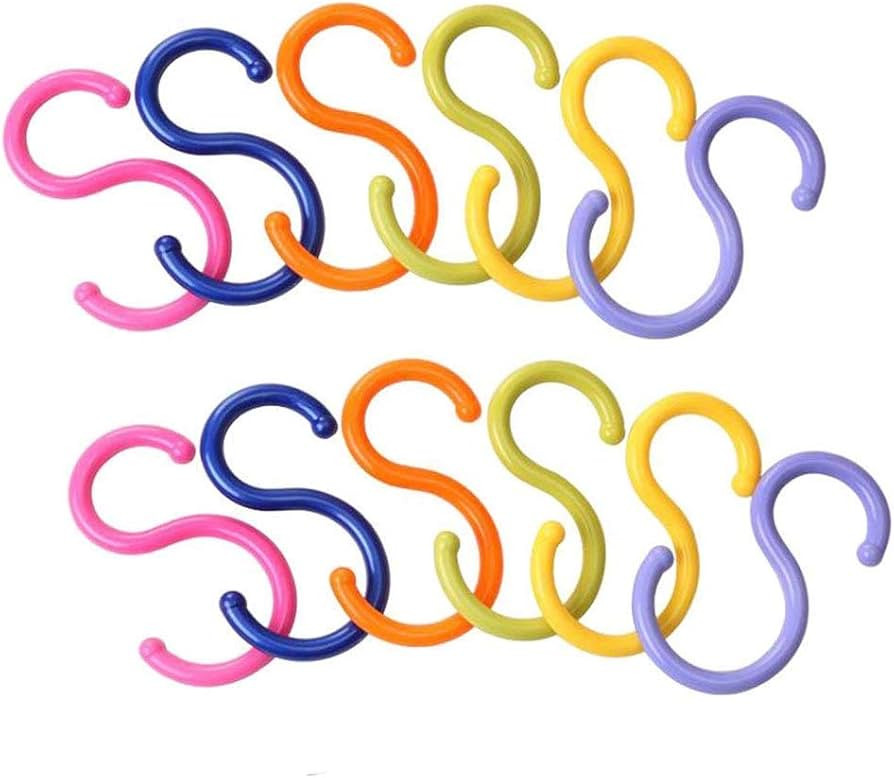 18Pcs Colorded S Shaped Hooks Plastic Hanging Hooks Holder Rack Hooks for Shirt Towel Dress Bag C... | Amazon (US)