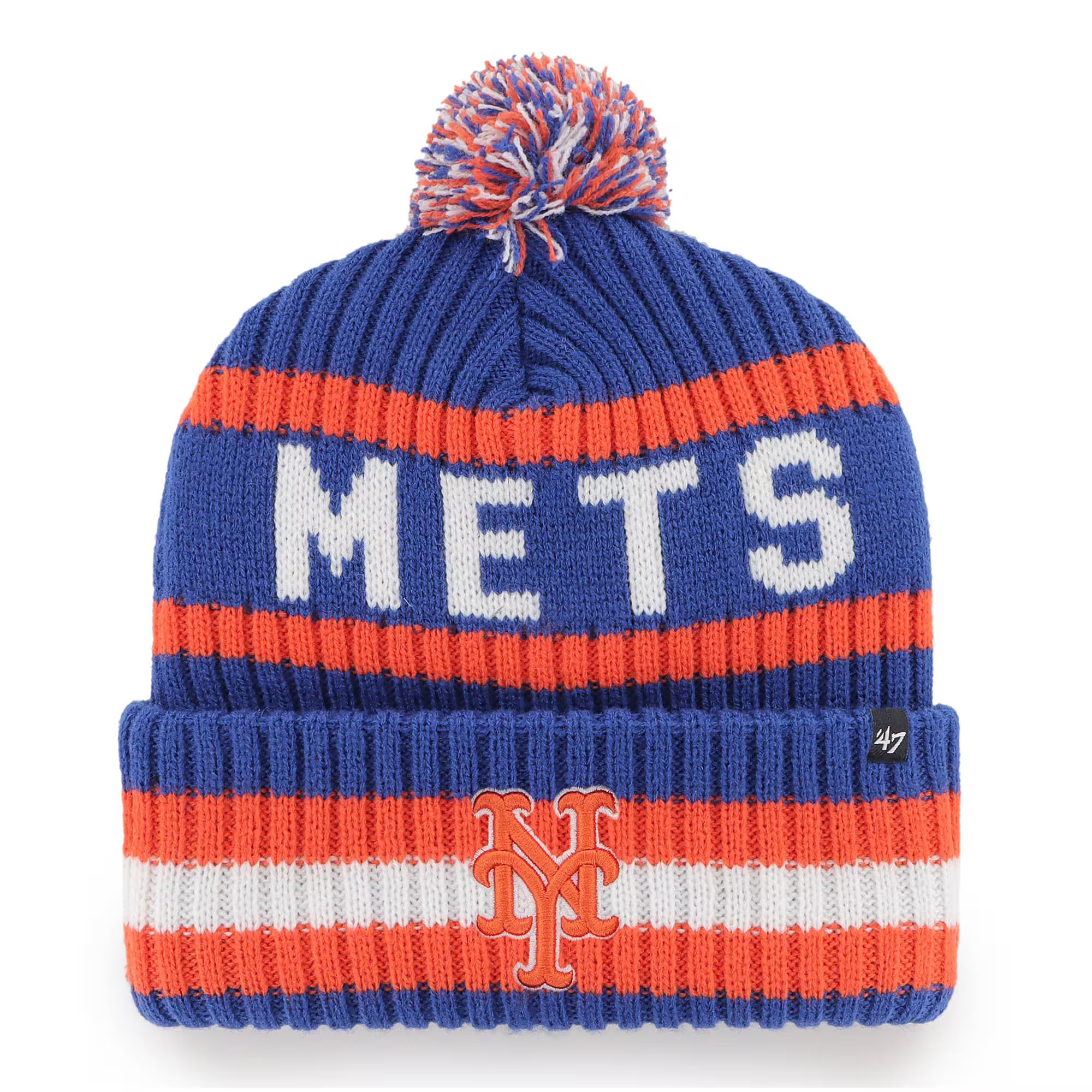 New York Mets '47 Bering Cuffed Knit Hat with Pom - Royal | Fanatics