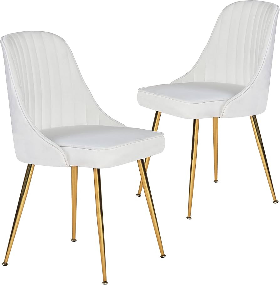 ANOUR Modern Dining Chairs,Set of 2, Velvet Kitchen Chair with Gold Metal Legs,Upholstered Side C... | Amazon (US)