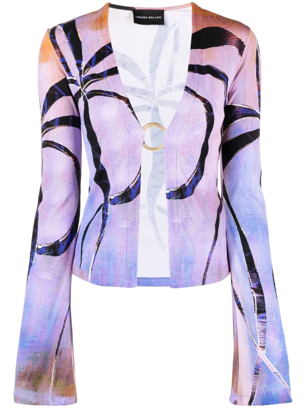 botanical-print ribbed cardigan | Farfetch Global