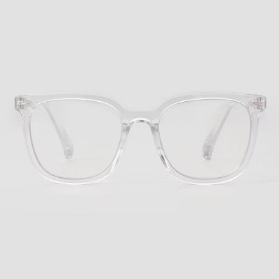 Women's Gloss Plastic Square Blue Light Filtering Reading Glasses - Universal Thread™ Clear Diopter 1: Medium Fit, Recycled Frame | Target