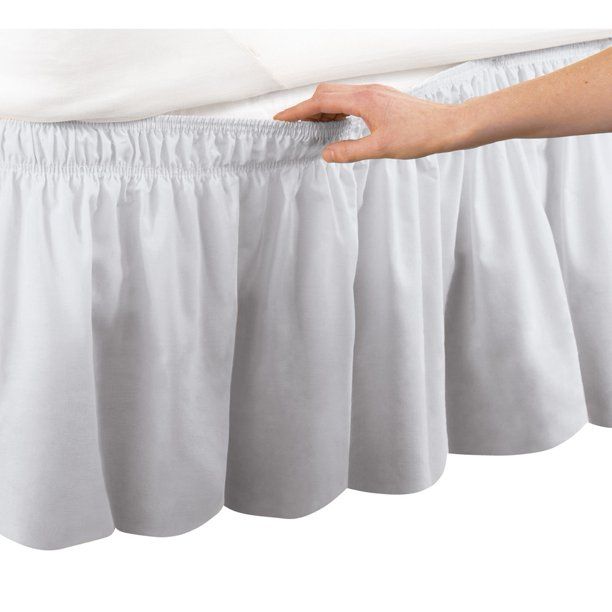 Wrap Around Bed Skirt, Easy Fit Elastic Dust Ruffle, Queen/King, White - Walmart.com | Walmart (US)