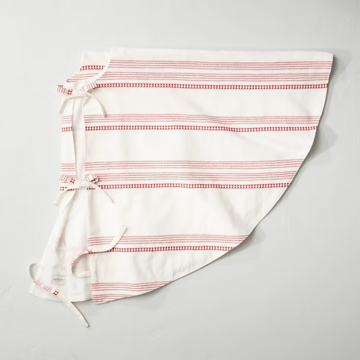 Jacquard Stripes Linen Blend Tree Skirt Red/Cream - Hearth & Hand™ with Magnolia | Target