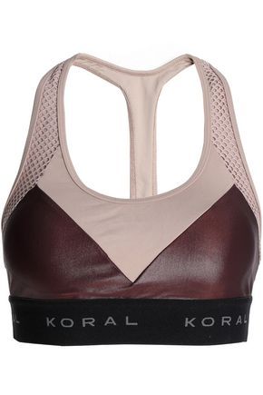 Koral Woman Mesh-paneled Two-tone Stretch Sports Bra Merlot Size L | The Outnet US