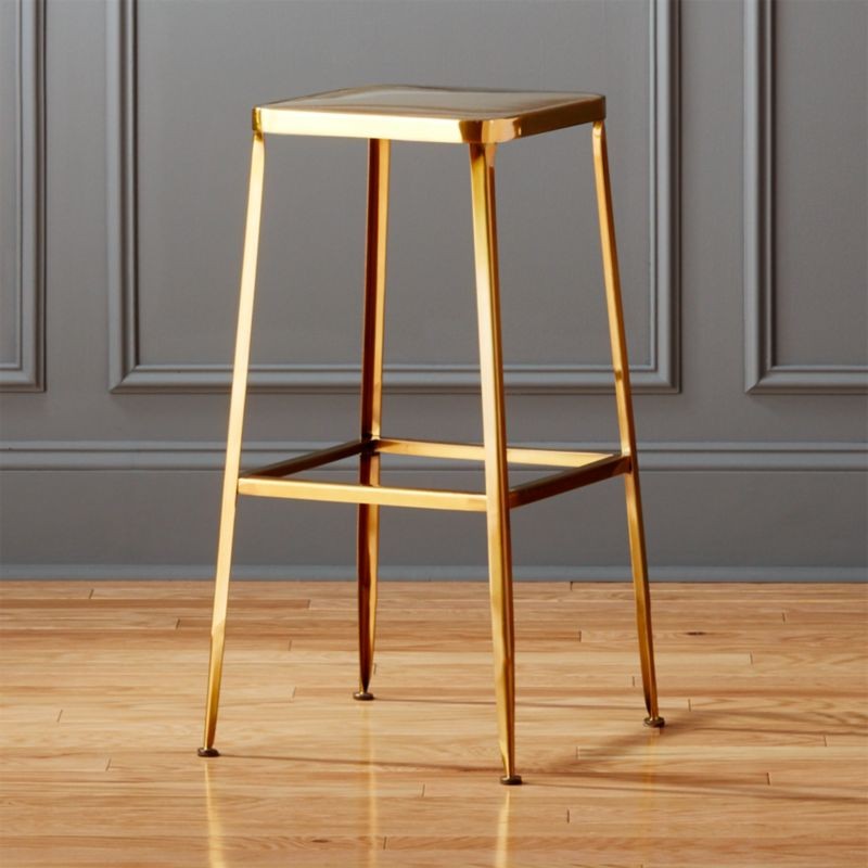 Flint Gold 30" Bar Stool + Reviews | CB2 | CB2