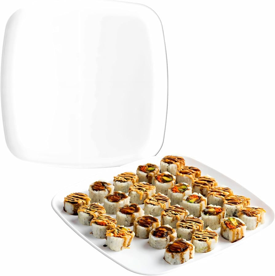 Classic White Plastic Organic Square Tray - 12" (Pack of 2) - Stylish & Durable Party Platters - ... | Amazon (US)