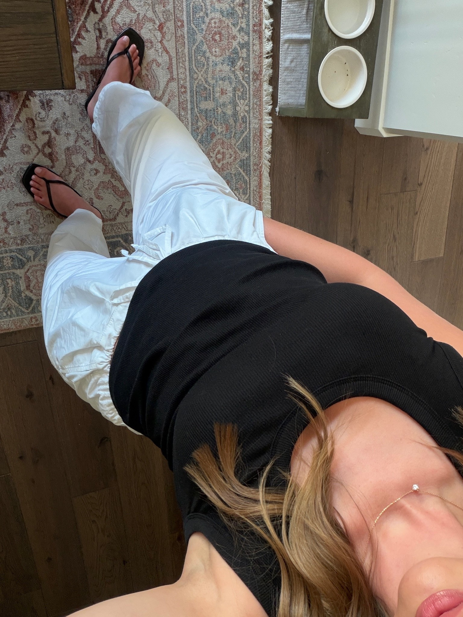 White cotton pants - medium, black ribbed tank - small

#LTKootd