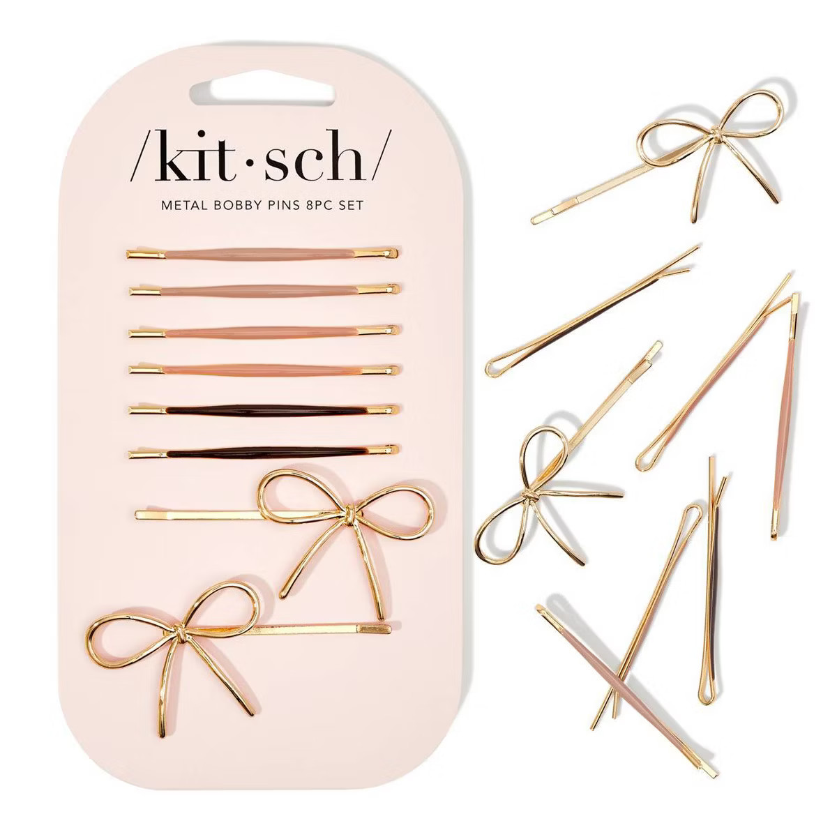 Kitsch Metal Enamel Puffy & Bow Bobby Pins - 8pc - Rosewood | Target