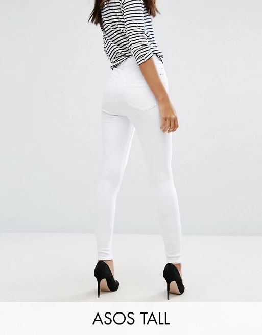ASOS TALL RIDLEY High Waist Skinny Jeans In Optic White | ASOS UK