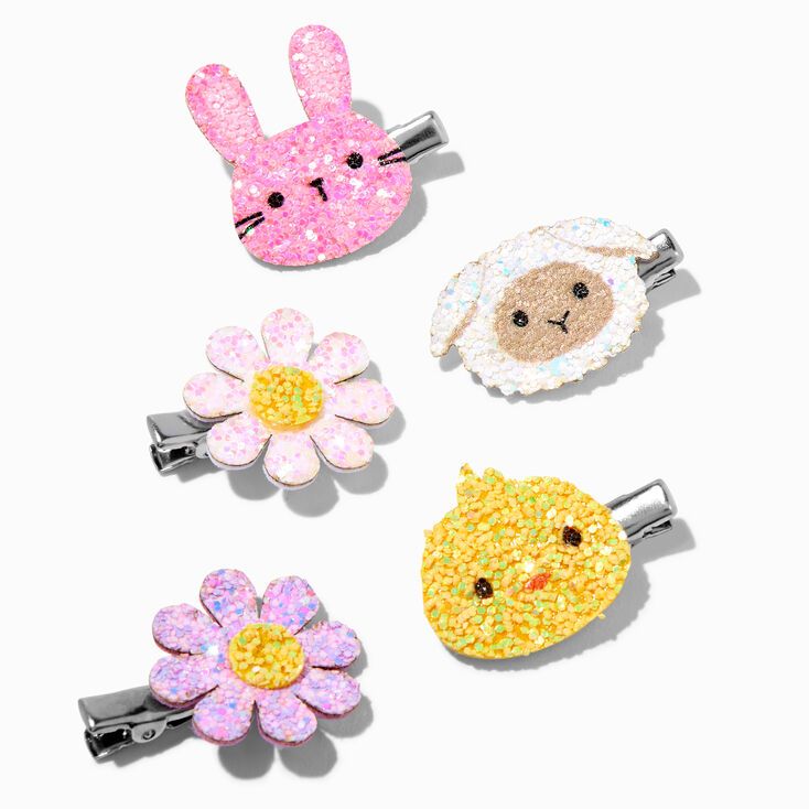 Claire's Club Glitter Spring Critter Hair Clips - 5 Pack | Claire's (US)