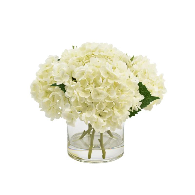 Faux Hydrangea Arrangement in Vase | Wayfair North America