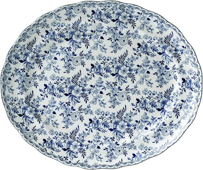 Johnson Brothers Devon Cottage Oval Platter,Blue/White | Amazon (US)