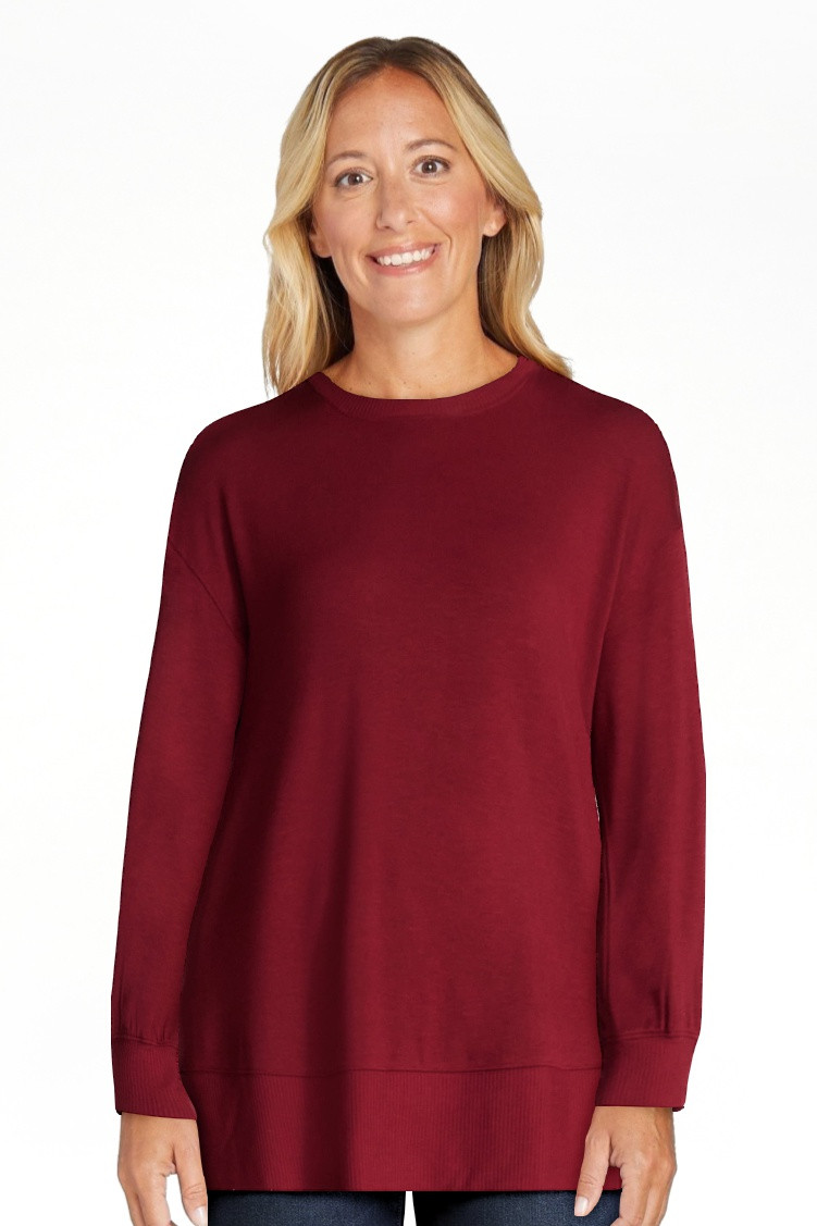 Time and Tru Women's French Terry Tunic Top with Long Sleeves, Sizes XS-XXXL | Walmart (US)