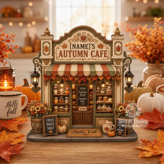 Wooden Block Autumn Cafe Farmhouse Wood Shelf Decor for Fall Coffee Bar Lovers | Walmart (US)
