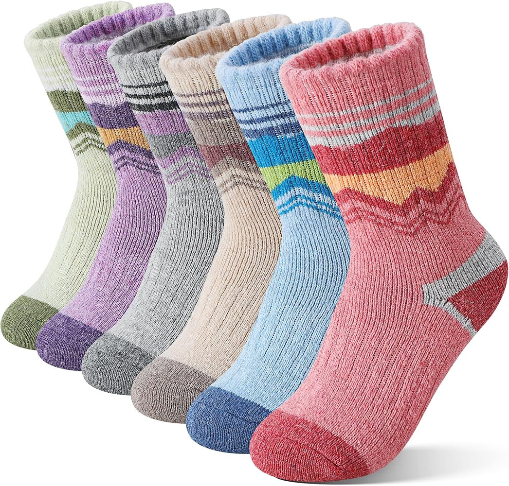 EBMORE Kids Merino Wool Hiking Socks Thermal Winter Warm Thick Boys Toddlers Girls Cushion Crew S... | Amazon (US)